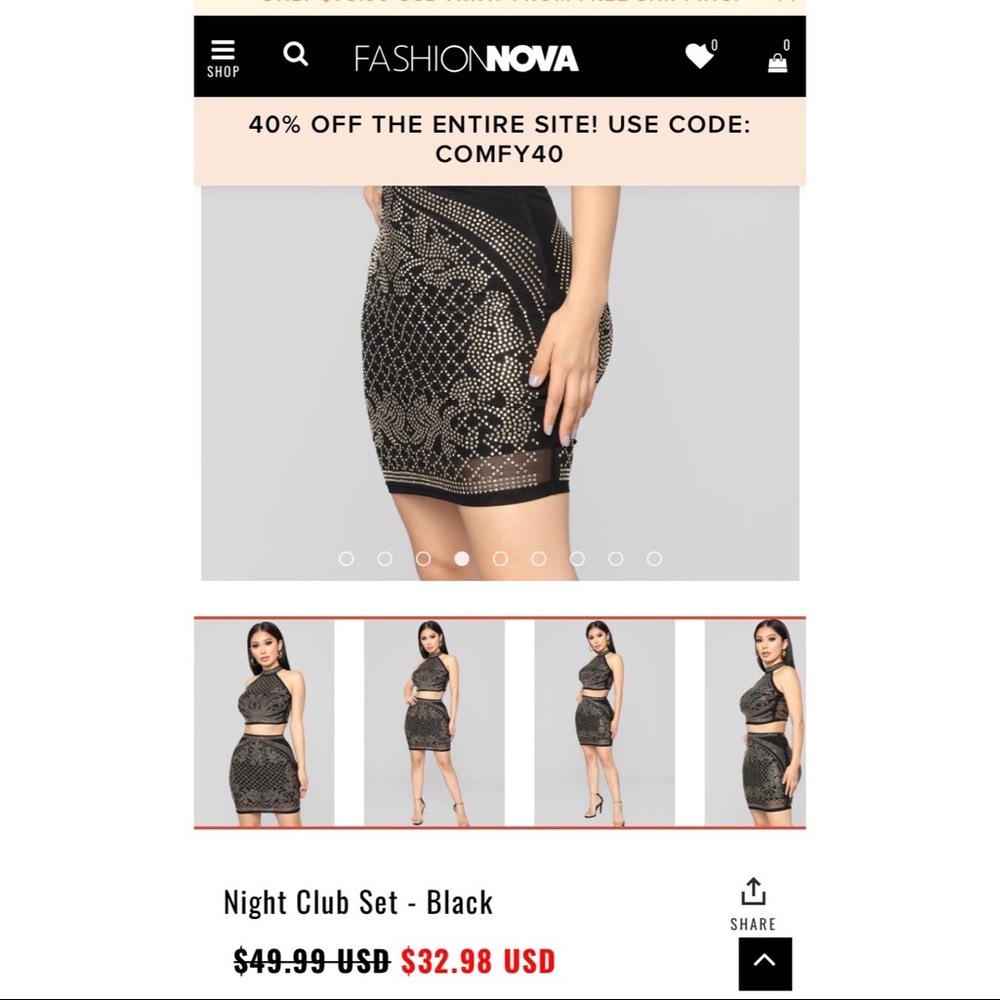 Night Club Black Skirt and Top Set - Fashion Nova - Picture 2 of 4